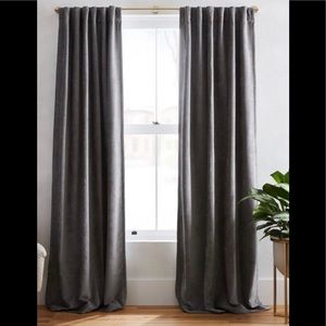 2 West Elm velvet 48x 84 in Gray Curtains